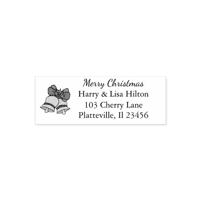 Cute Christmas Bells Festive Return Address Label Self-inking Stamp (Design)