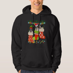 Cute Christmas Bernard In Sock Xmas Reindeer Santa Hoodie