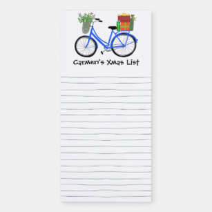 Cute Christmas Bicycle Custom HolidayShopping List Magnetic Notepad
