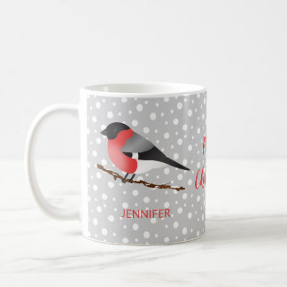 Cute Christmas Bird Eurasian Bullfinch And Name Coffee Mug