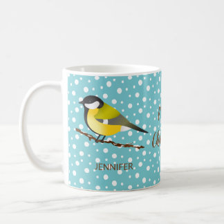Cute Christmas Bird Great Tit Parus Major And Name Coffee Mug