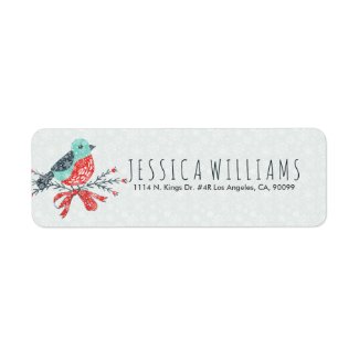 Cute Christmas Bird Red Turquoise &amp; White