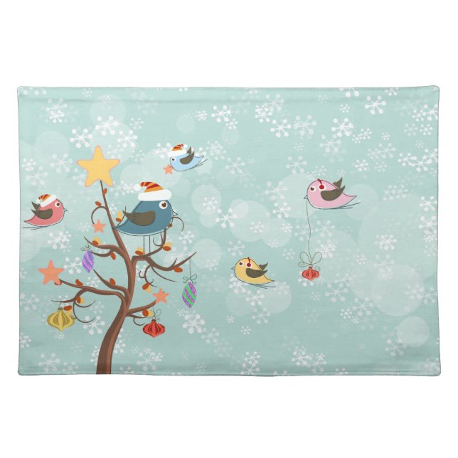 Cute Christmas Birds Placemat (Front)