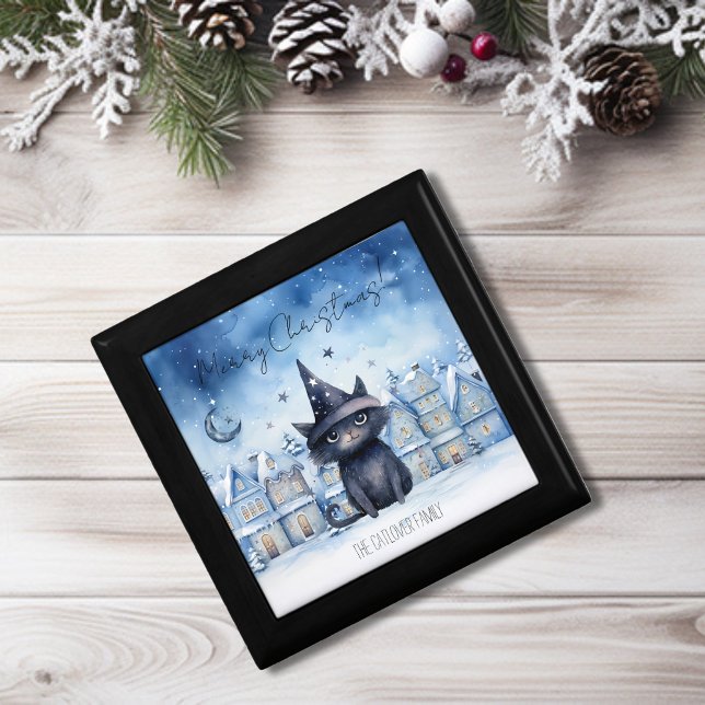 Cute Christmas Black Cat Festive Holiday Gift Box (Creator Uploaded)