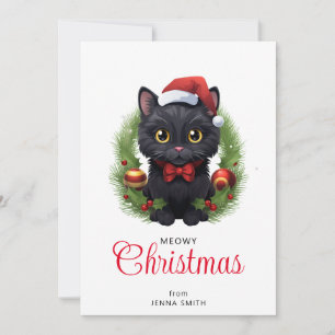 Cute Christmas Black Cat Holiday Card