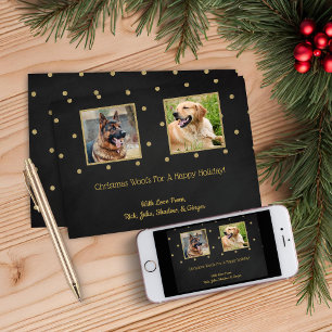 Cute Christmas Black Gold Dots Holiday Photo