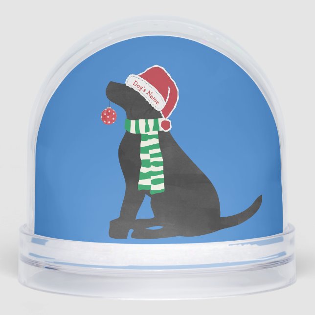 Cute Christmas Black Lab Holiday Custom Snow Globe (Front)