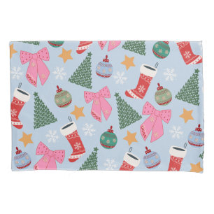 Cute Christmas Blue Pillow Case