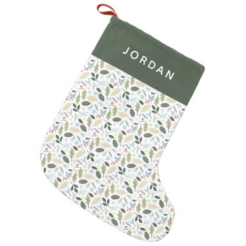 Cute Christmas Botanical Pattern Small Christmas Stocking