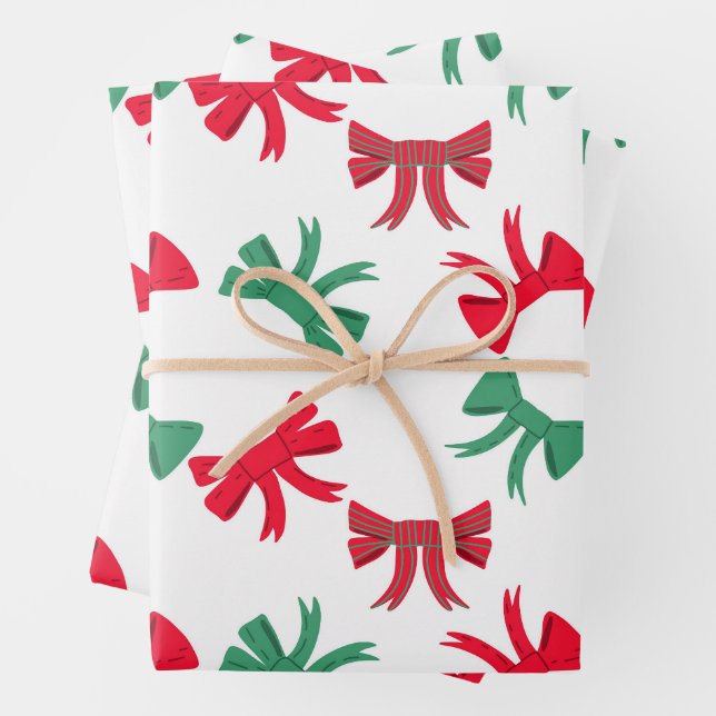 Cute Christmas Bows Wrapping Paper Sheets (In situ)