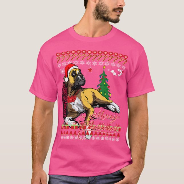 Cute Christmas Boxer Dogs T-Shirt (Front)