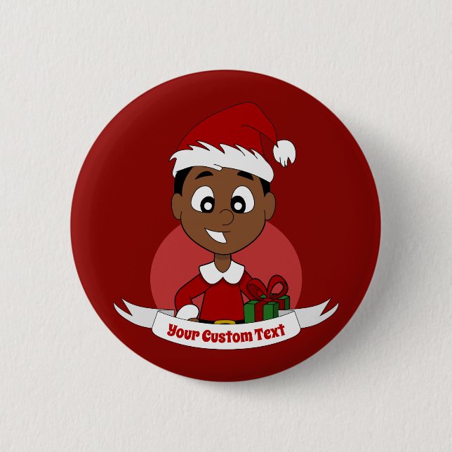 Cute Christmas boy cartoon Button (Front)