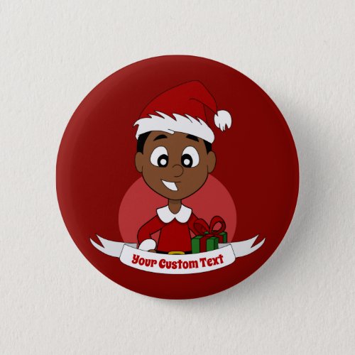 Cute Christmas boy cartoon Button