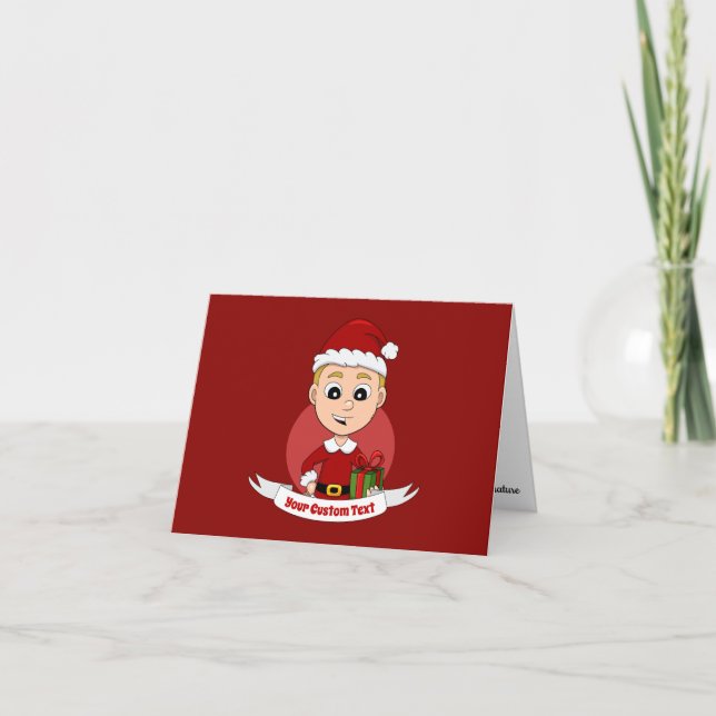 Cute Christmas boy cartoon Card (Front)