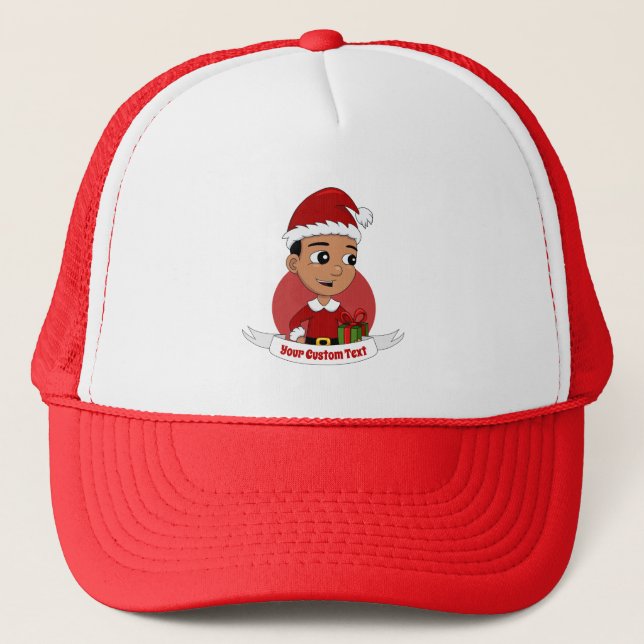 Cute Christmas boy cartoon Trucker Hat (Front)