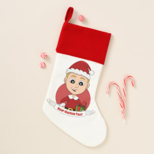 Cute Christmas boy with blond hair Christmas Stocking
