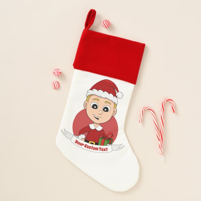 Cute Christmas boy with blond hair Christmas Stocking (Front)