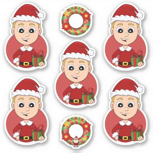 Cute Christmas boy with blond hair Sticker (Front)