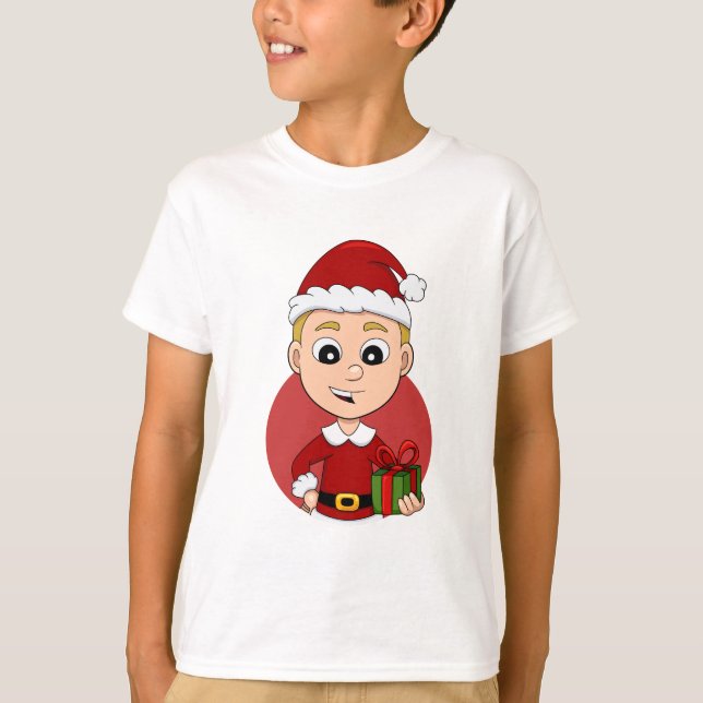 Cute Christmas boy with blond hair T-Shirt (Front)