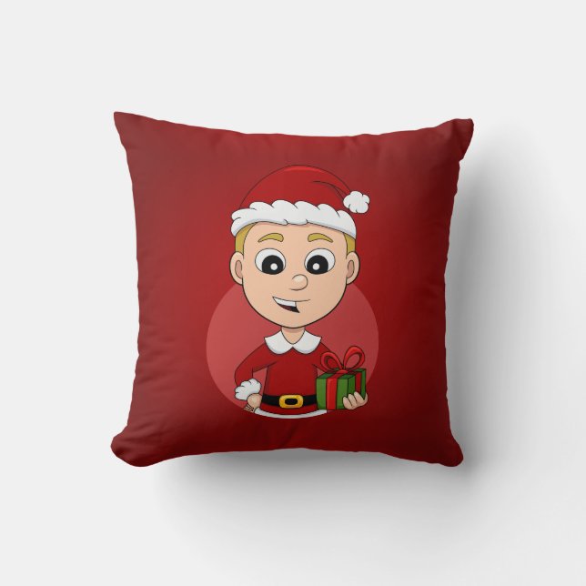 Cute Christmas boy with blond hair Throw Pillow (Front)