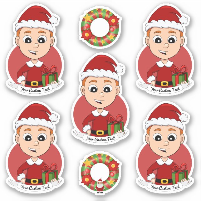 Cute Christmas boy with ginger hair Sticker (Front)