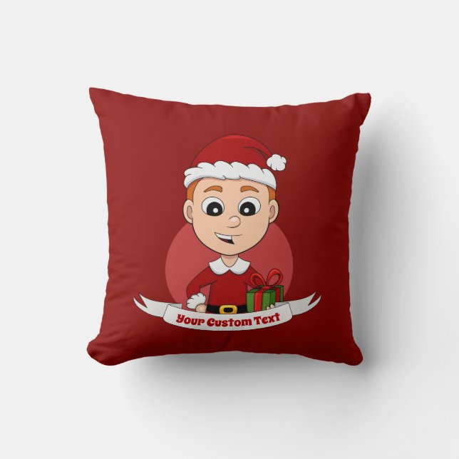 Cute Christmas boy with ginger hair Throw Pillow (Front)