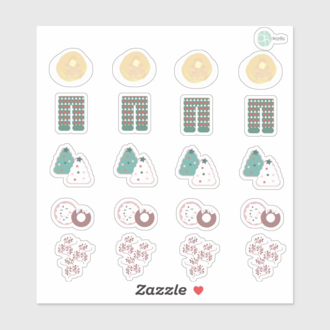 Cute Christmas Breakfast Planner Stickers (Sheet)