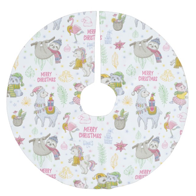 Cute  Christmas Brushed Polyester Tree Skirt (Front)