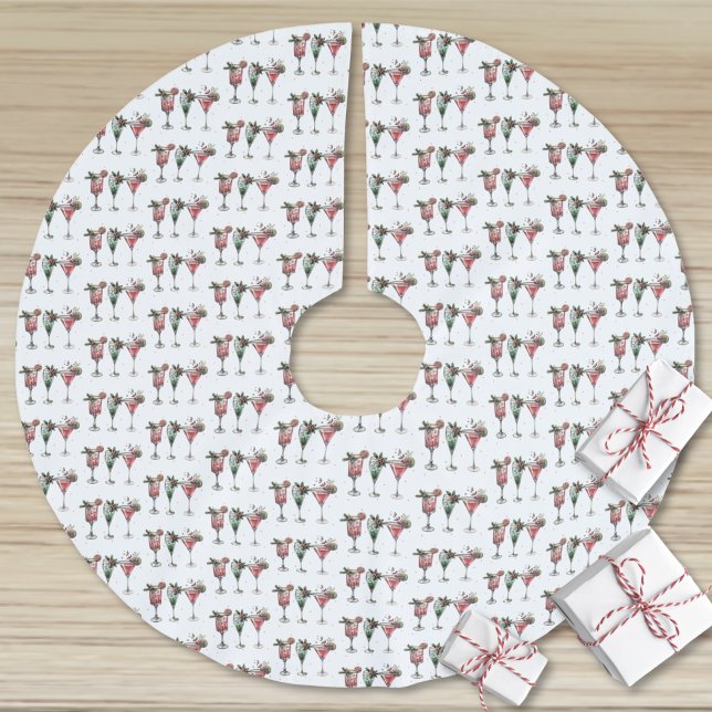 Cute Christmas Brushed Polyester Tree Skirt (Cute Christmas Cocktail Pattern Brushed Polyester Tree Skirt)