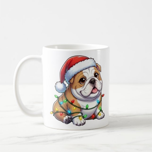 Cute Christmas Bulldog Mug (Left)