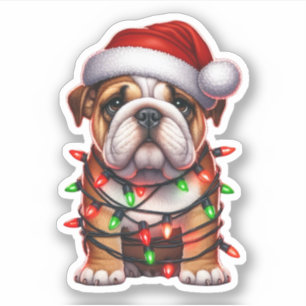 Cute Christmas Bulldog Sticker