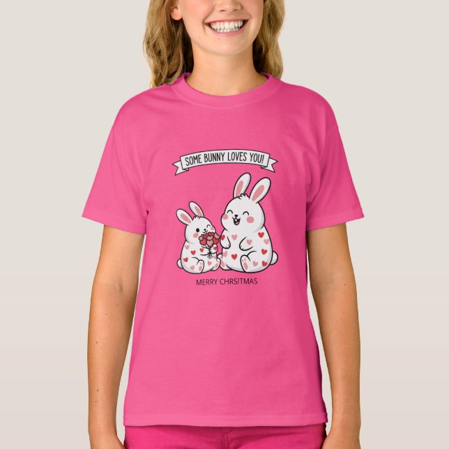 Cute Christmas Bunny Kids T-Shirt  (Front)