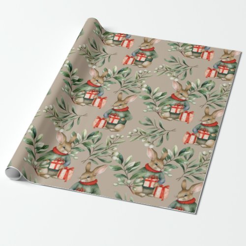 Cute Christmas Bunny Wrapping Paper