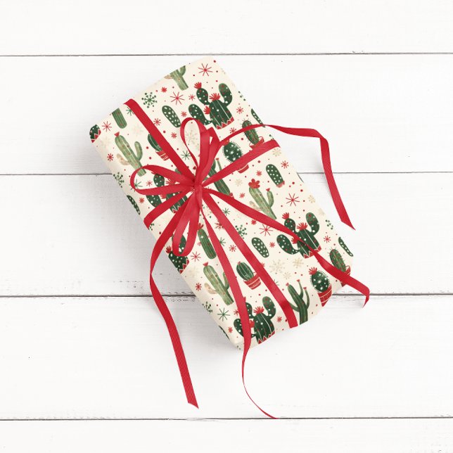 Cute Christmas Cactus | Desert  Wrapping Paper (Creator Uploaded)