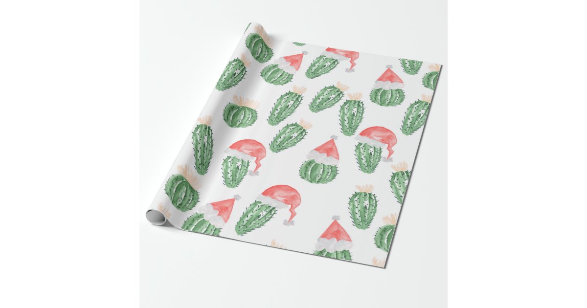 Cute christmas cactus holiday wrapping paper | Zazzle