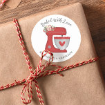 Cute Christmas Cake Mixer Baked With Love Classic Round Sticker<br><div class="desc">A cute red Christmas cake mixer with flowers and holly decorates this baked with love sticker. Personalize it with your name. Designed for you by blackberry Boulevard.</div>