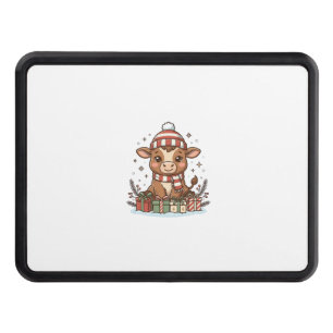 Cute Christmas Calf With Gifts Vintage Vector_1 Hitch Cover