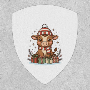 Cute Christmas Calf With Gifts Vintage Vector_1 Patch