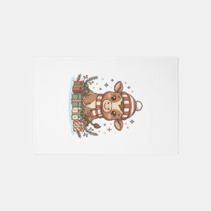 Cute Christmas Calf With Gifts Vintage Vector_1 Rug