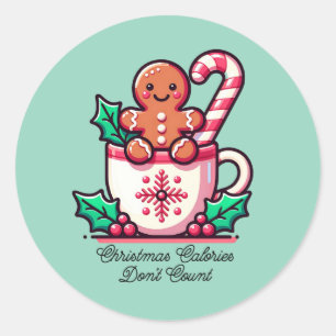 Cute Christmas Calories Don't Count Funny Classic Round Sticker