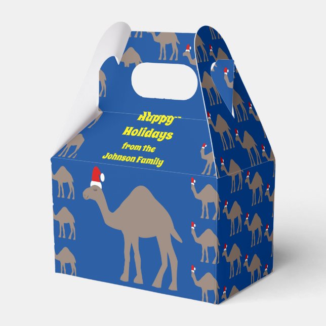 Cute Christmas Camel Custom Favor Boxes (Front Side)