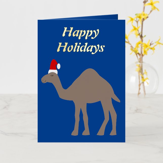Cute Christmas Camel Custom Foil Greeting Card (Yellow Flower)