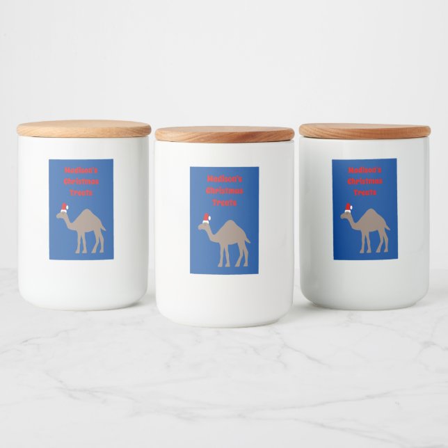 Cute Christmas Camel Custom Food Label (Bottles)