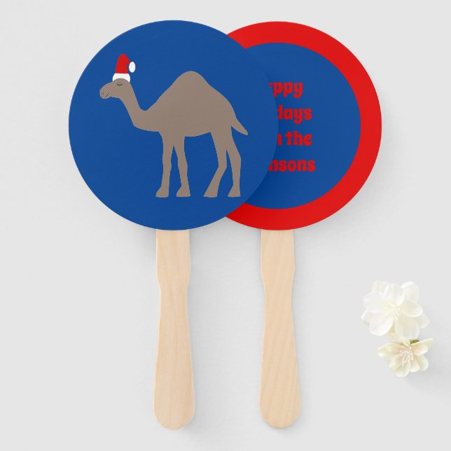 Cute Christmas Camel Custom Hand Fan (Front and Back)