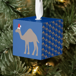 Cute Christmas Camel Custom Photo Upload Cube Ornament