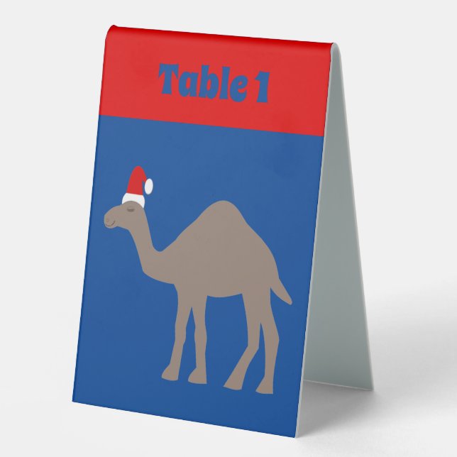 Cute Christmas Camel Custom Table Tent (Front)