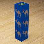 Cute Christmas Camel Custom Wine Box<br><div class="desc">This awesome Christmas wine gift box features a digital art image of a cute sandy brown colored Dromedary Camel with beautiful long eyelashes and a single hump on its back. The camel is dressed ready for celebrating Christmas with a red and white Santa hat on its head. The camel features...</div>