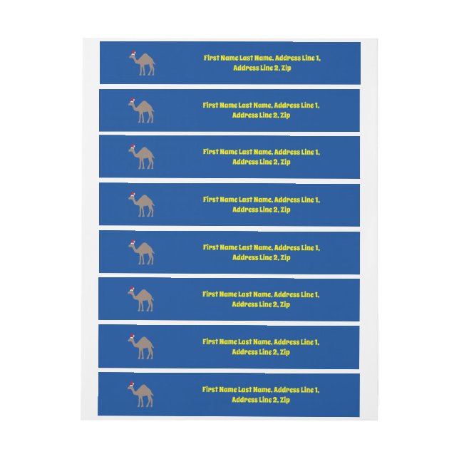 Cute Christmas Camel Custom Wrap Around Address Label (Sheet)