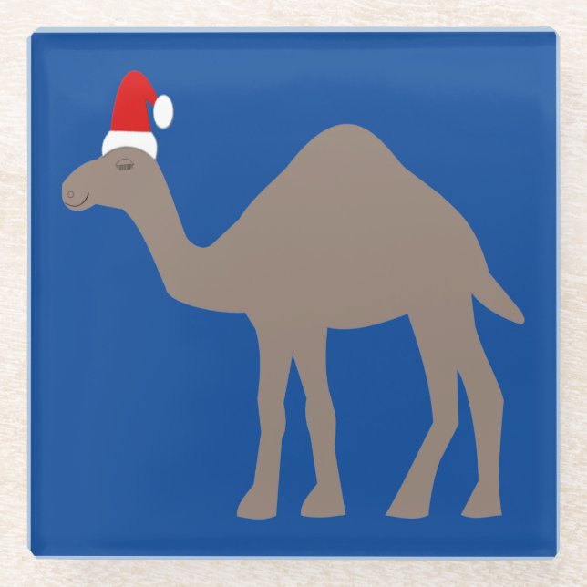 Cute Christmas Camel Glass Coaster (Front)