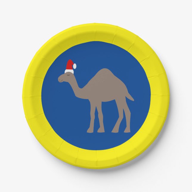 Cute Christmas Camel Paper Plates (Front)